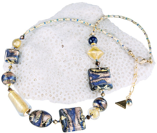 Honosný náhrdelník Egyptian Goddess s 24 karátovým zlatom v perlách Lampglas NRO4