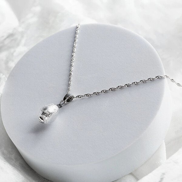 Elegantní náhrdelník Moon Nude s ryzím stříbrem v perle Lampglas NNM4/AG/RHO