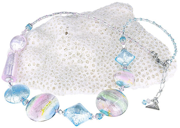Pôvabný náhrdelník Pastel Dream s rýdzim striebrom v perlách Lampglas NRO8
