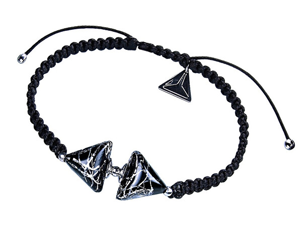 Elegantes Armband Double Black Marble Triangle mit reinem Silber in Perlen Lampglas BTA-D-2