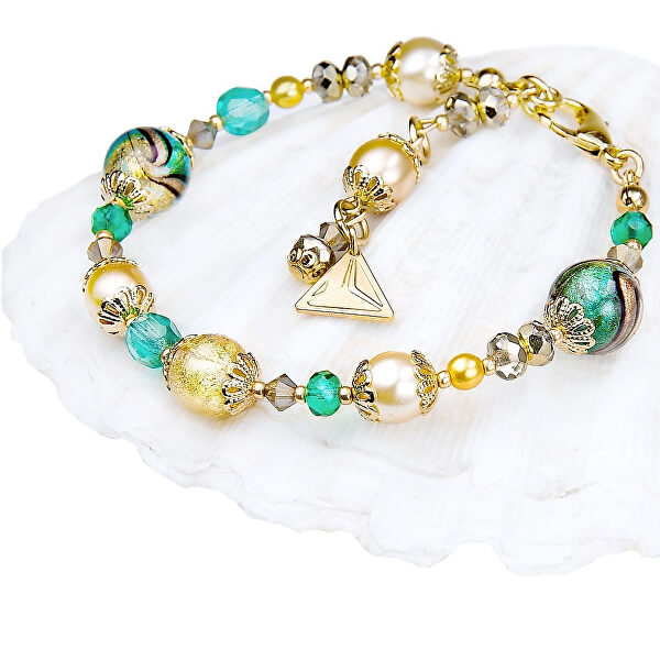 Elegante bracciale Green Sea con perle Lampglas con oro 24 carati BP26