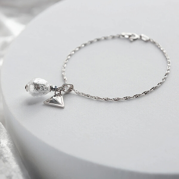 Elegantní náramek Moon Nude s ryzím stříbrem v perle Lampglas BNM4/AG/RHO