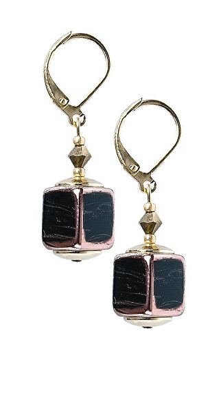 Eleganti orecchini Black Love con perle Lampglas ECU31