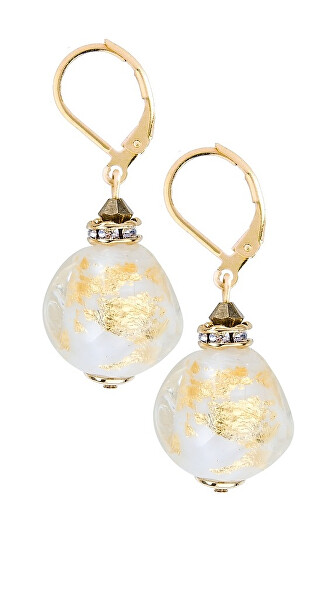 Elegantné náušnice Gold Elegance s 24-karátovým zlatom v perlách Lampglas ECQ11