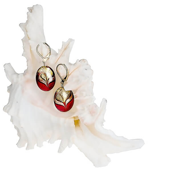 Elegantní náušnice Red Sea z perel Lampglas s 24karátovým zlatem EP25