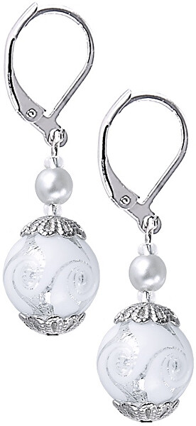 Elegantní náušnice White Romance s ryzím stříbrem v perlách Lampglas EV1