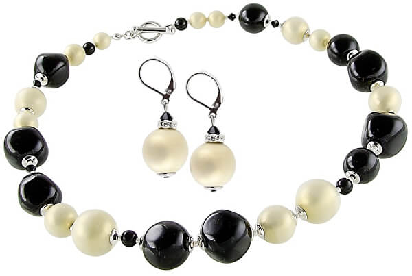 Elegantní souprava šperků Ultimate Beauty z perel Lampglas CQ1 (náhrdelník, náušnice)