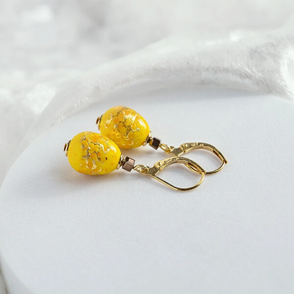 Exkluzivní náušnice Sunlit Nude s 24karátovým zlatem v perle Lampglas ENM1/AG/POZ