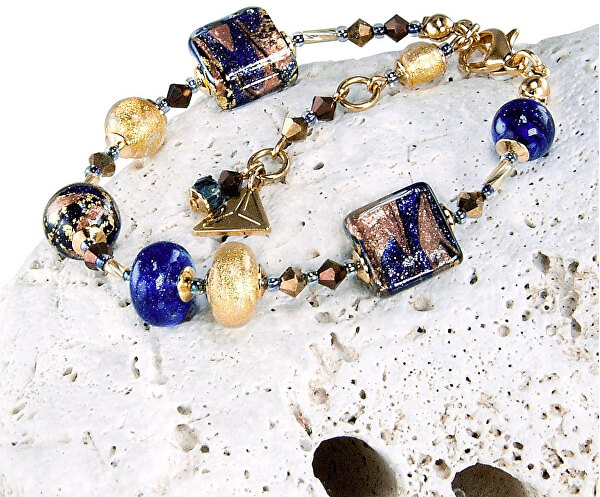 Brațară magnifică Egyptian Goddess cu aur de 24 de carate  în perle Lampglas BRO4