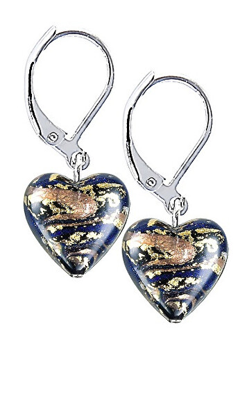 Magické náušnice Egyptian Heart s 24 karátovým zlatom v perlách Lampglas ELH26