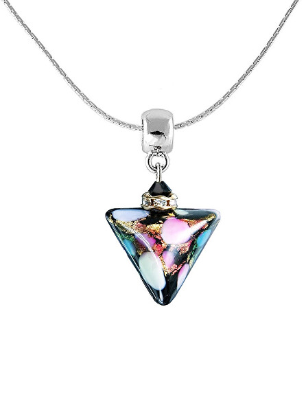 Krásny náhrdelník Crazy Triangle s 24-karátovým zlatom v perle Lampglas