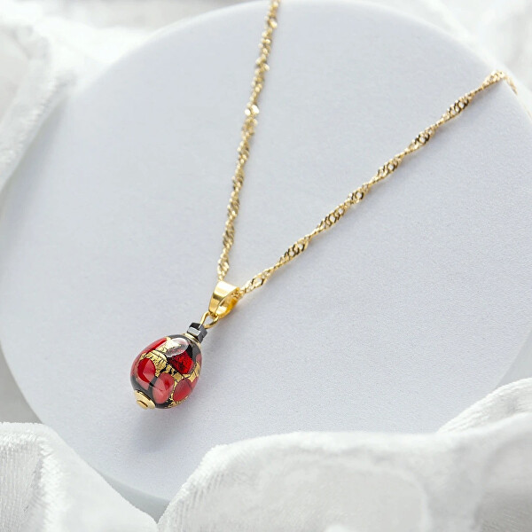 Luxusní náhrdelník Vermilion Nude s 24karátovým zlatem v perle Lampglas NNM2/AG/POZ