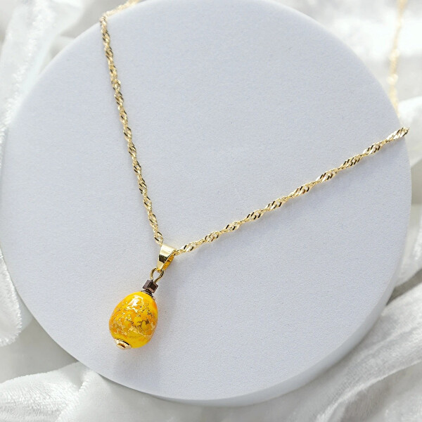 Výrazný náhrdelník Sunlit Nude s 24karátovým zlatem v perle Lampglas NNM1/AG/POZ