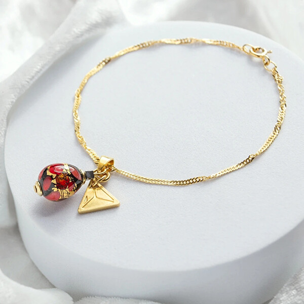 Luxusní náramek Vermilion Nude s 24karátovým zlatem v perle Lampglas BNM2/AG/POZ