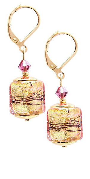 Luxusné náušnice Glowing Desert s 24 karátovým zlatom v perlách Lampglas ECU13