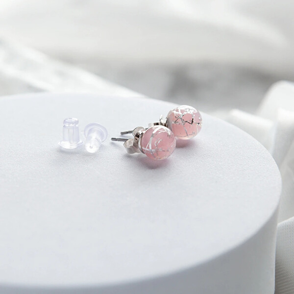 Minimalistické náušnice Soft Pink Nude s ryzím stříbrem v perlách ENM5/AG/RHO-PU