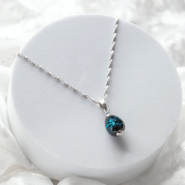 Módní náhrdelník Cobalt Nude s ryzím stříbrem v perle Lampglas NNM3/AG/RHO