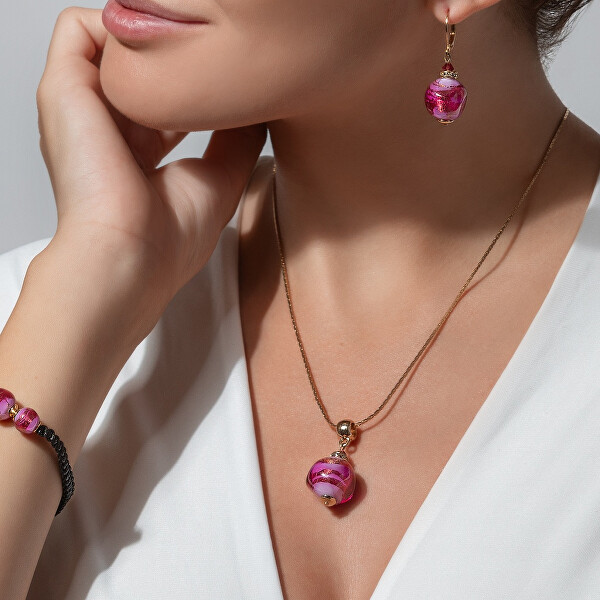 Módny náhrdelník Raspberry Temptation s rýdzim zlatom v perle Lampglas NSA49