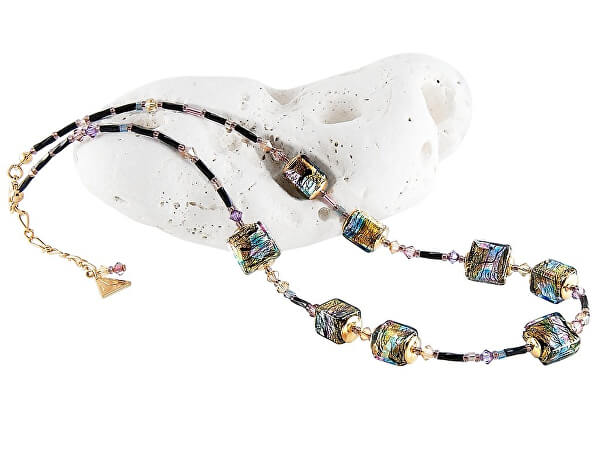 Mysteriöse Halskette mit 24 Karat Gold  und reinem Silber in Lampglasperlen NCU17