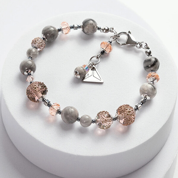 Náramek Misty Earth z perel Lampglas a jaspisem Timeless Beauty BTB16