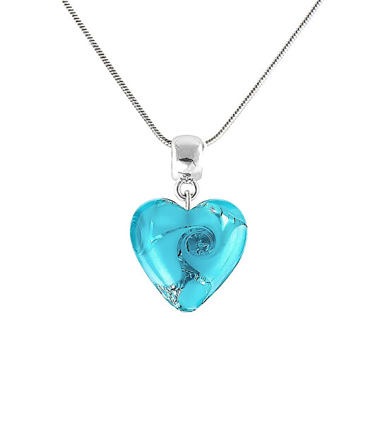 Zarte Halskette Forest Heart mit reinem Silber in Perle Lampglas NLH10