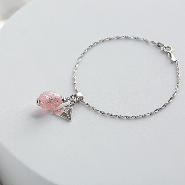 Něžný náramek Soft Pink Nude s ryzím stříbrem v perle Lampglas BNM5/AG/RHO