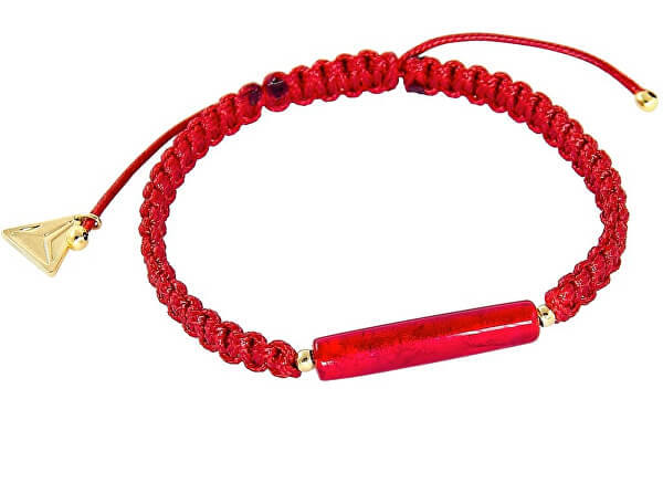 Brățară de protecție roșie Shamballa Red on-line cu aur de 24kt în perla Lampglas BSHX4