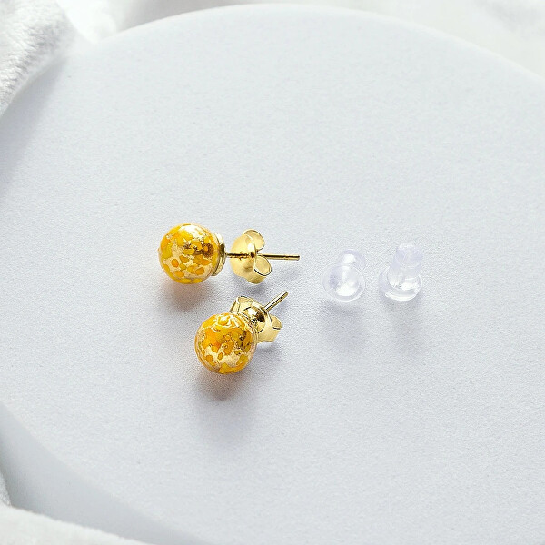 Oslnivé peckové náušnice Sunlite Nude s 24karátovým zlatem v perlách Lampglas ENM1/AG/POZ-PU