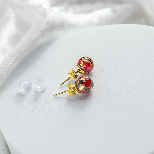 Peckové náušnice Vermilion Nude s 24karátovým zlatem v perlách Lampglas ENM2/AG/POZ-PU