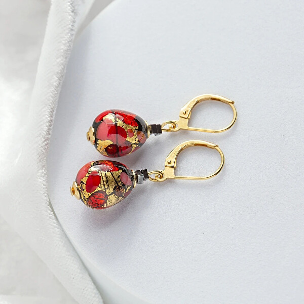 Perfektní náušnice Vermilion Nude s 24karátovým zlatem v perle Lampglas ENM2/AG/POZ