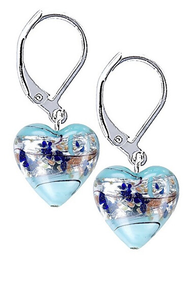 Charmante Ohrringe Ice Heart mit reinem Silber in Lampglas-Perlen ELH29