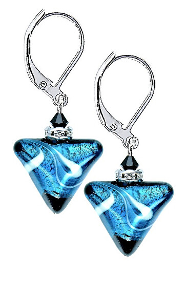 Bezaubernde Ohrringe Sea Wave Triangle mit reinem Silber in Perlen Lampglas ETA12