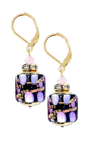 RomanticRomantici orecchini Sakura Cubes con oro a 24 carati nelle perle Lampglas ECU46