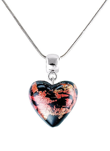 Romantický náhrdelník Passionate Heart s 24-karátovým zlatom v perle Lampglas NLH30