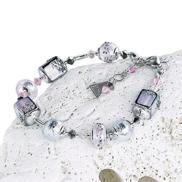 romantisches rosa Armband aus Perlen Lampglas BCU40