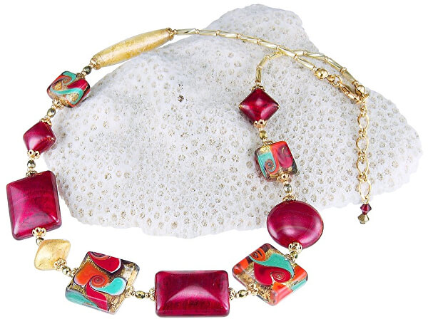Splendida collana IndianSummer n con oro 24 carati nelle perle Lampglas NRO6