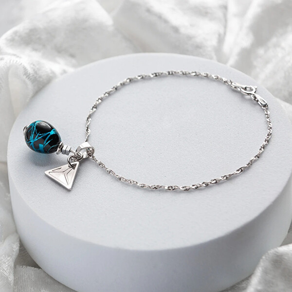 Slušivý náramek Cobalt Nude s ryzím stříbrem v perle Lampglas BNM3/AG/RHO