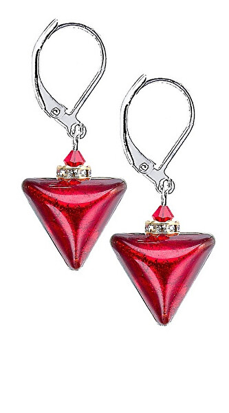 Cercei seducători Red Triangle cu aur de 24 de carate în perle Lampglas ETA4/S