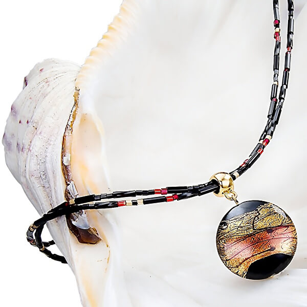 Mysteriöse Damen Mystery Halskette mit Lampglas Perle mit 24 Karat Gold NP18