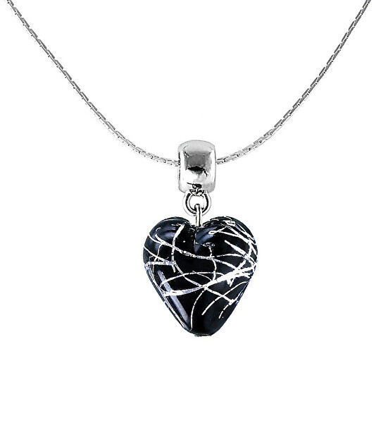 Tajemný náhrdelník Black Pearl s ryzím stříbrem v perle Lampglas NLH19