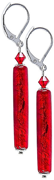 Fabelhafte Ohrringe Red mit 24 Karat Gold in Perle Lampglas EPR1