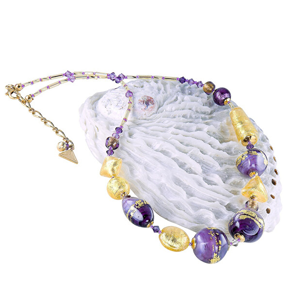 Unikátní náhrdelník Violet Shine s 24karátovým zlatem v perlách Lampglas NRO11