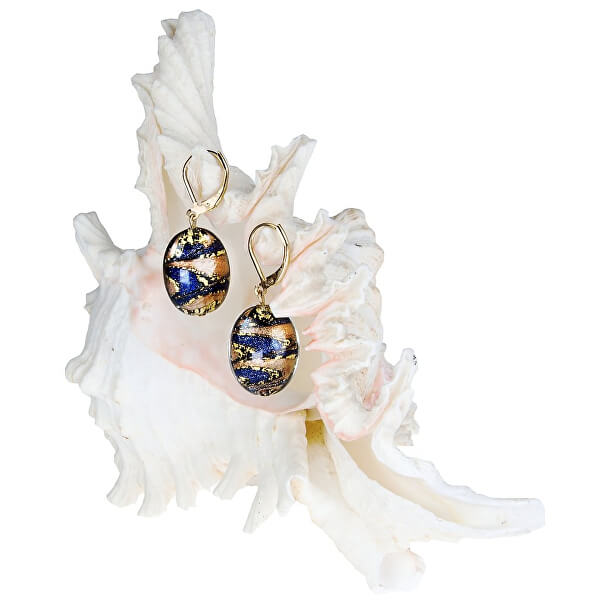Meravigliosi orecchini Egyptian Queenrealizzati con perle Lampglas con oro 24 carati EP28