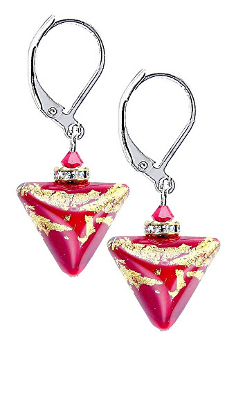 Splendidi orecchini Passionate Story Triangle con oro 24 carati in perle Lampglas ETA6