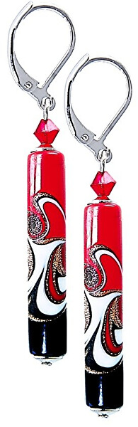 Vášnivé náušnice Red Black s unikátní perlou Lampglas EPR12