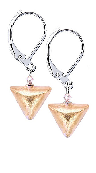 Cercei impresionanți Golden Triangle cu aur de 24 de carate în perle Lampglas ETA1/S