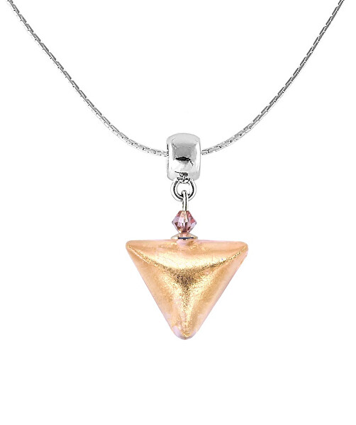 Edle Halskette Golden Triangle mit 24 Karat Gold in einer Perle Lampglas NTA1