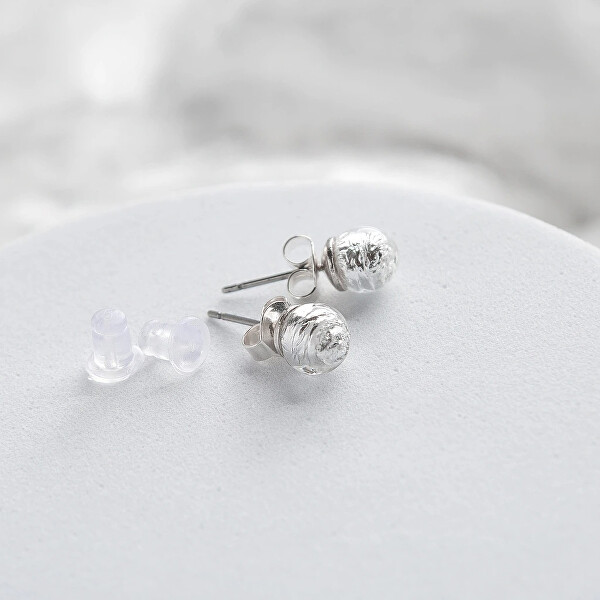 Zářivé peckové náušnice Moon Nude s ryzím stříbrem v perlách Lampglas ENM4/AG/RHO-PU