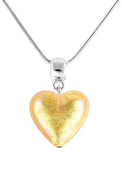 Žiarivý náhrdelník Golden Heart s 24-karátovým zlatom v perle Lampglas NLH24