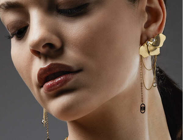 Jedinečné pozlacené náušnice se syntetickými perlami LJ3079